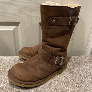 Ugg Kensington Brown Motorcycle Sheep Lined Boots